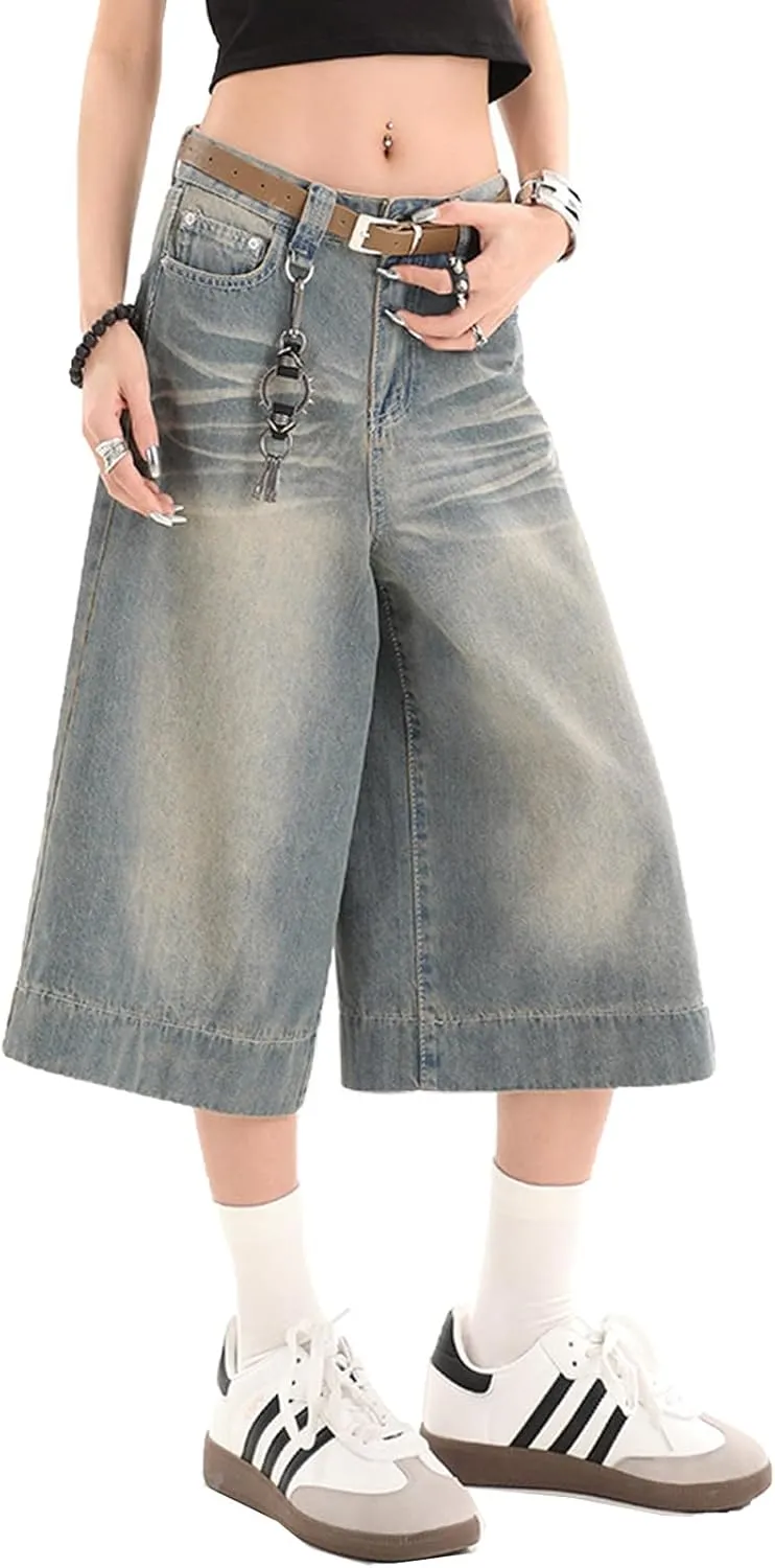Y2k Baggy Jean Shorts Jorts Y2k Hip Hop Shorts Skater Jeans Grunge Jorts Aesthetic Pants