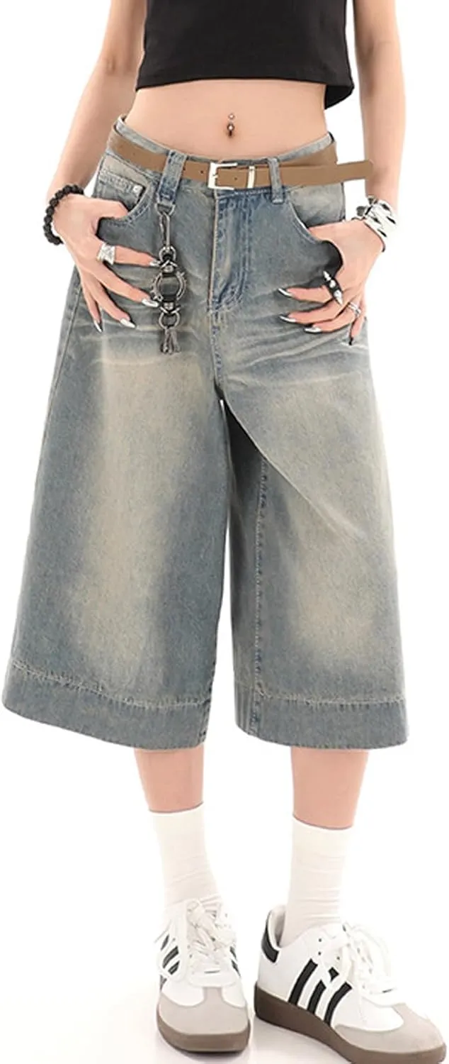 Y2k Baggy Jean Shorts Jorts Y2k Hip Hop Shorts Skater Jeans Grunge Jorts Aesthetic Pants