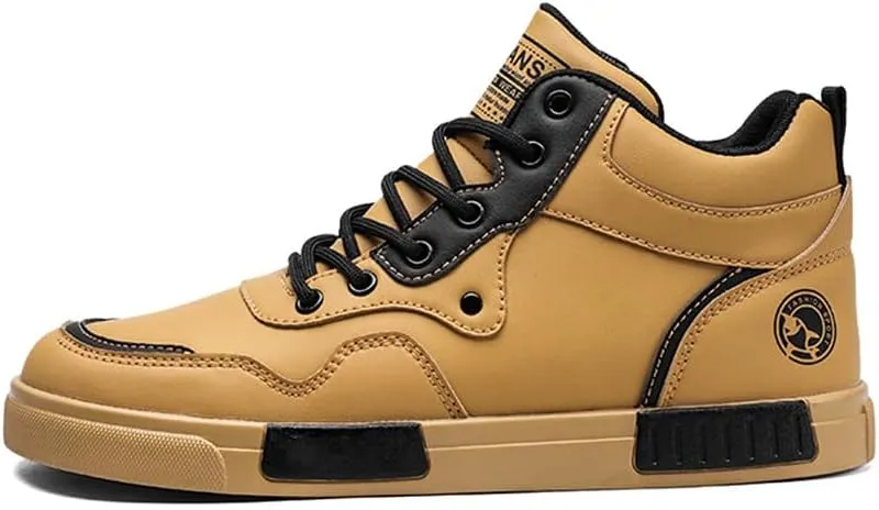 YAXE Men's Casual PU High Top Lace Up Skateboarding Shoes Sports Sneakers