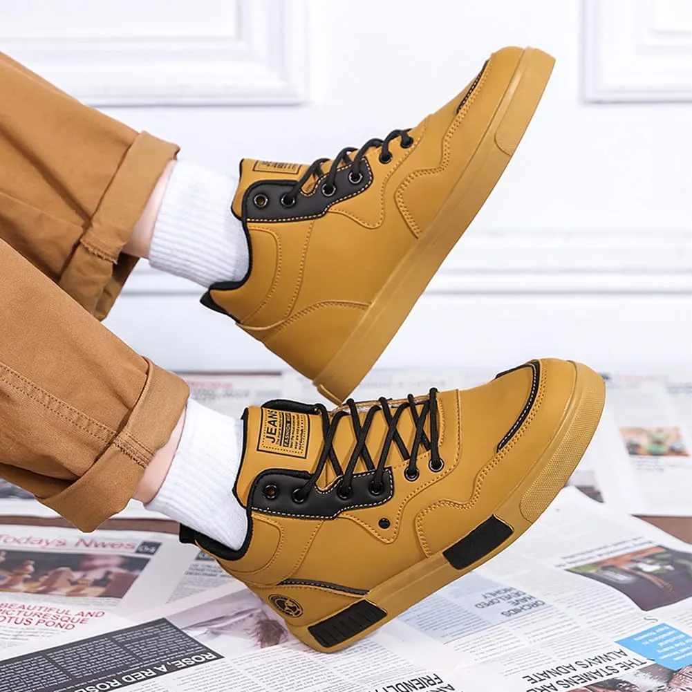 YAXE Men's Casual PU High Top Lace Up Skateboarding Shoes Sports Sneakers