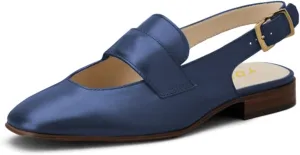 YDN Women Classy Closed Toe Slingback Loafers Flats Strap Buckle Low Chunky Heel Pumps Casual Walking Work Shoes Size 4-16 US