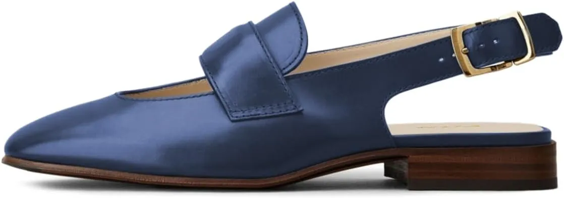 YDN Women Classy Closed Toe Slingback Loafers Flats Strap Buckle Low Chunky Heel Pumps Casual Walking Work Shoes Size 4-16 US