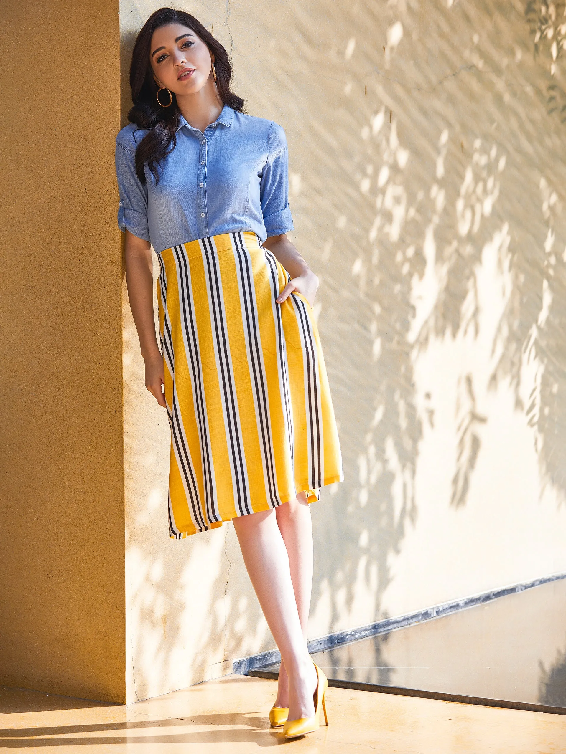 Yellow Striped Skirt
