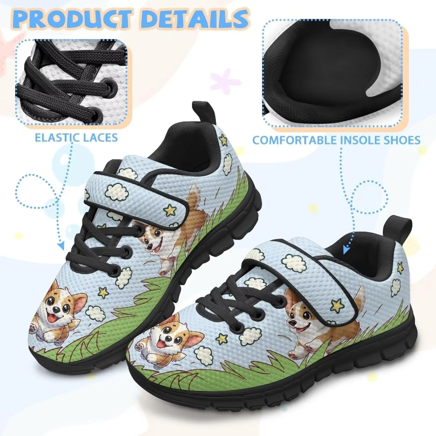 YEXIATODO Little Kids Sneakers Slip On Tennis Shoes Low Top Lace Up Running Shoes Girls Boys School Shoes Size 1-13