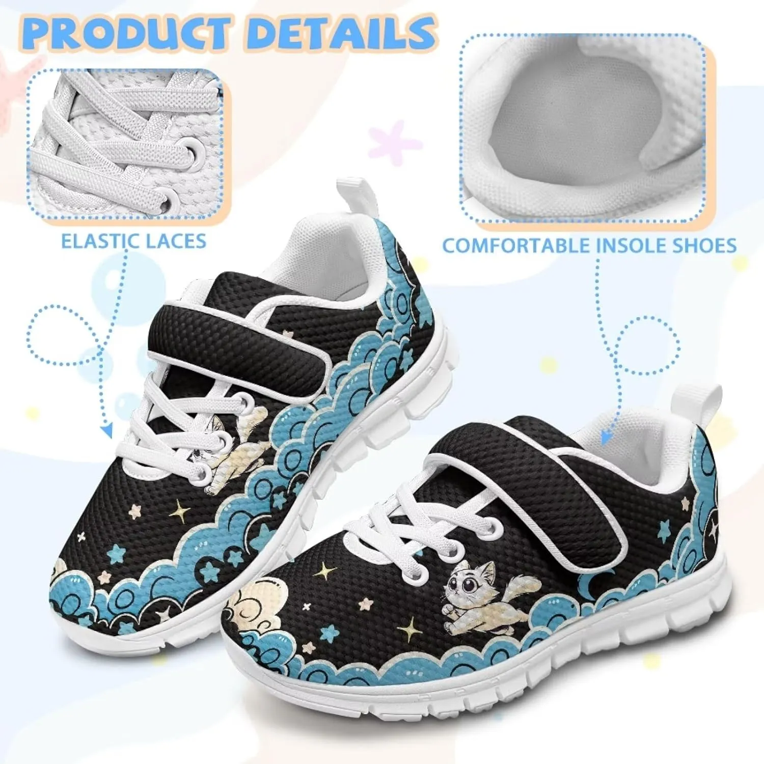YEXIATODO Little Kids Sneakers Slip On Tennis Shoes Low Top Lace Up Running Shoes Girls Boys School Shoes US Size 1-13