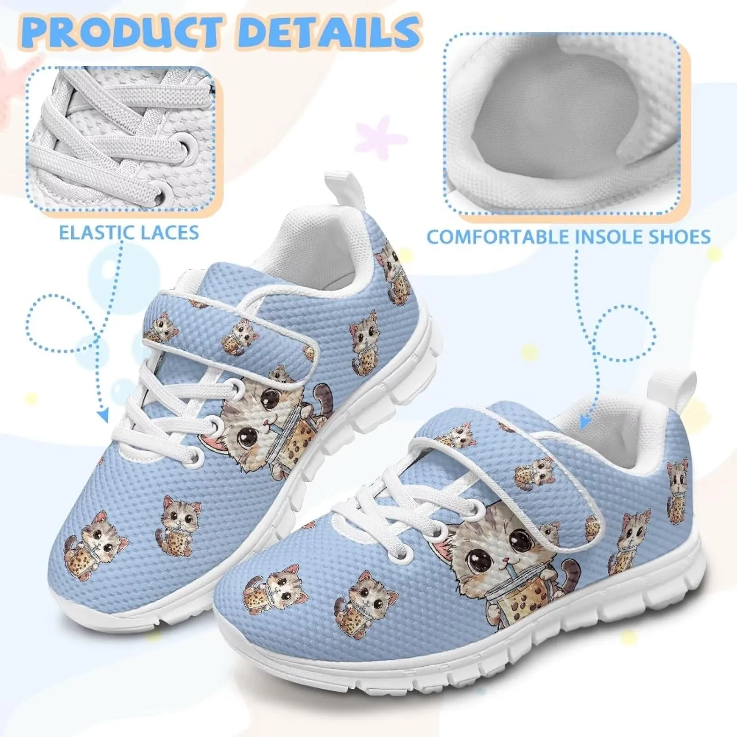 YEXIATODO Slip On Shoes Girls Boys Wide Shoes Kids Shoes No Tie Shoelaces Running Sneakers Tennis Shoes 11-2.5