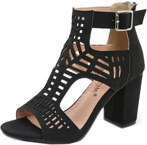 ZKXYFFS Chunky Heeled Sandals for Women Cutout Open Toe Summer Block Heels Ankle Strap Party Dress High Heeled Sandals